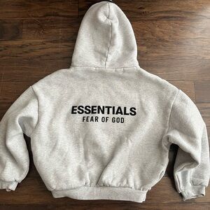 Kids FOG Fear of God Essentials Gray Hoodie Sweatshirt 6/7